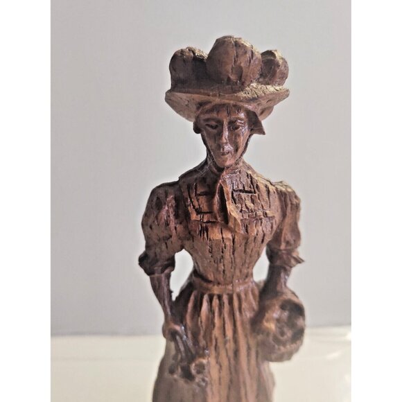 Gorgeous Vintage Wood Carvings Clock Seller & Flower Lady signed ADN - Picture 16 of 16